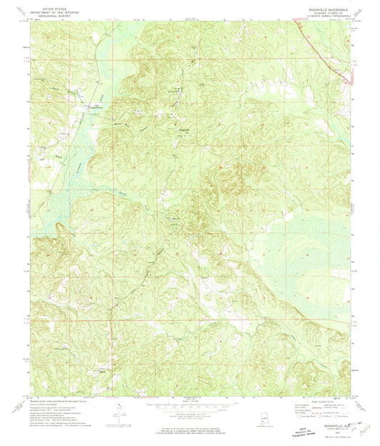 Classic USGS Suggsville Alabama 7.5'x7.5' Topo Map Image