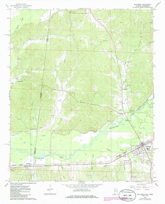Classic USGS Sulligent Alabama 7.5'x7.5' Topo Map Image