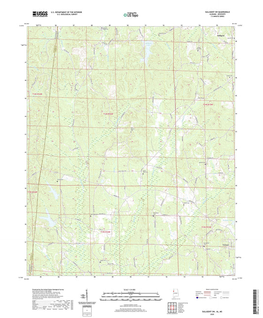 Sulligent SW Alabama US Topo Map Image