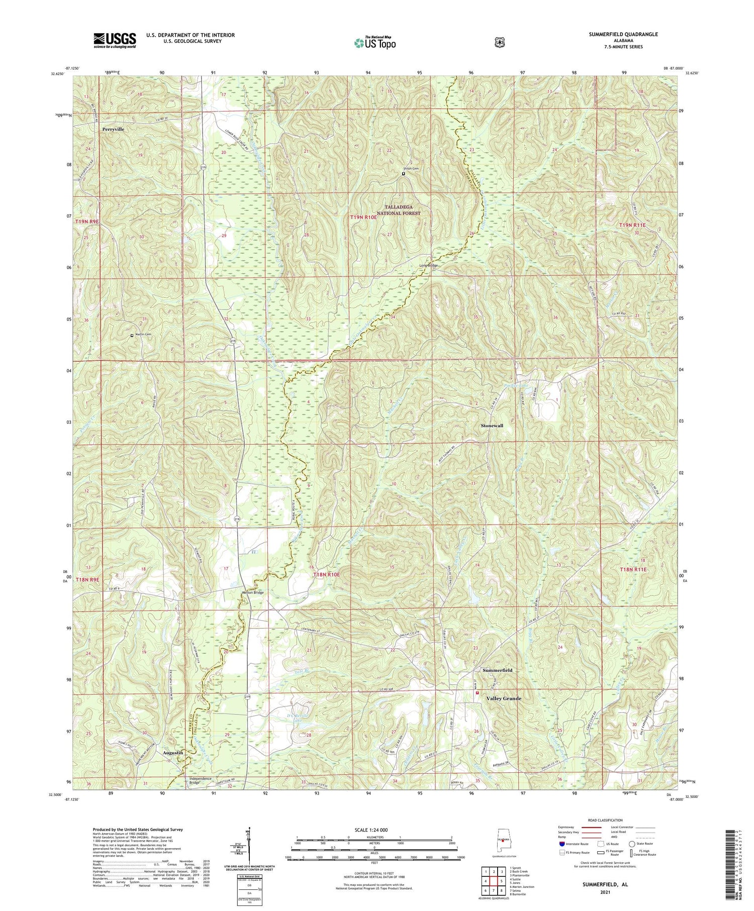 Summerfield Alabama US Topo Map Image