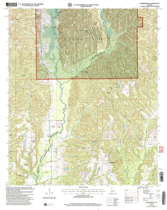 Classic USGS Summerfield Alabama 7.5'x7.5' Topo Map Image