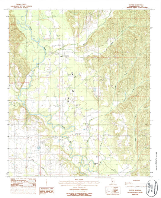 Classic USGS Suttle Alabama 7.5'x7.5' Topo Map Image