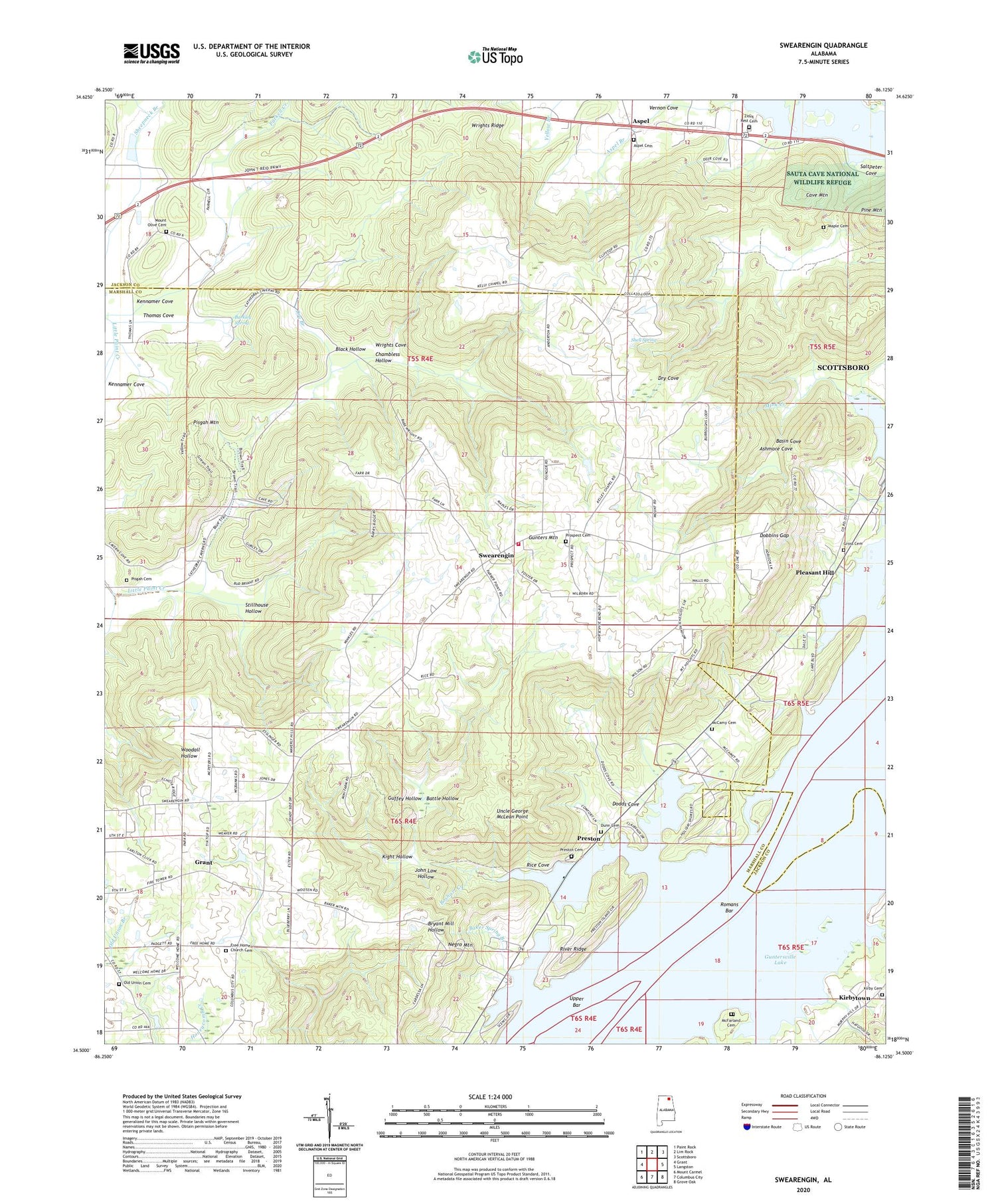 Swearengin Alabama US Topo Map Image