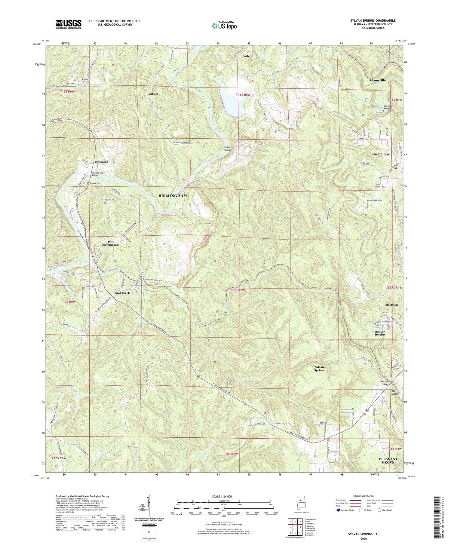 Sylvan Springs Alabama US Topo Map Image
