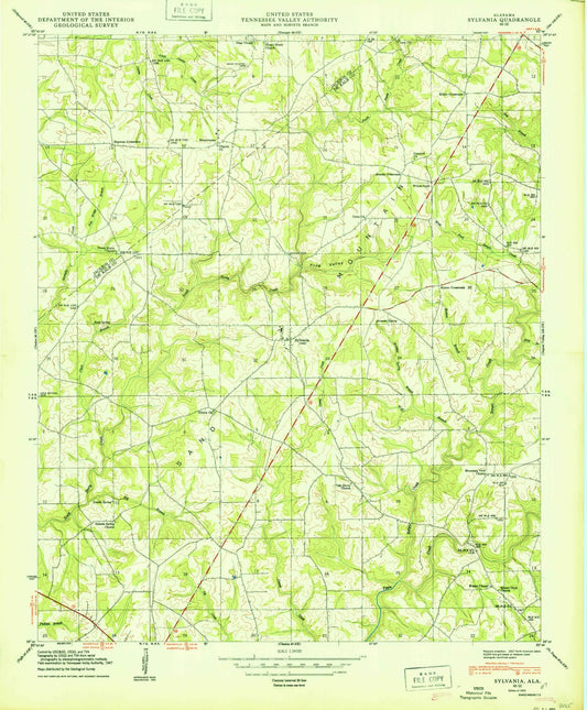 Classic USGS Sylvania Alabama 7.5'x7.5' Topo Map Image