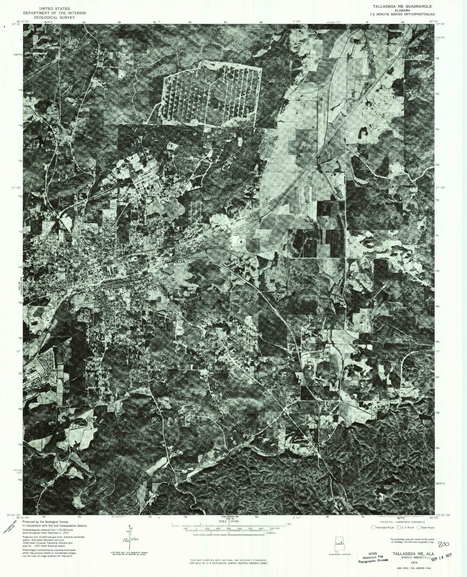 Classic USGS Talladega Alabama 7.5'x7.5' Topo Map Image