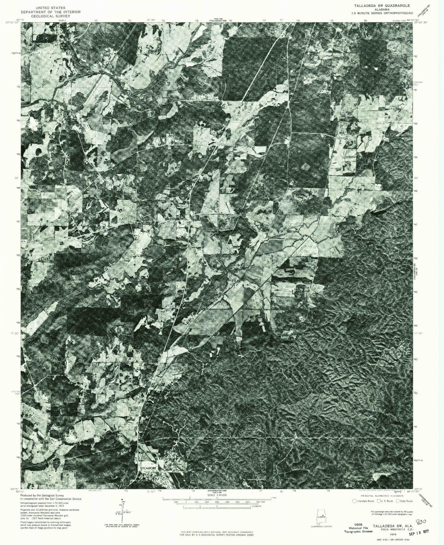 Classic USGS Winterboro Alabama 7.5'x7.5' Topo Map Image
