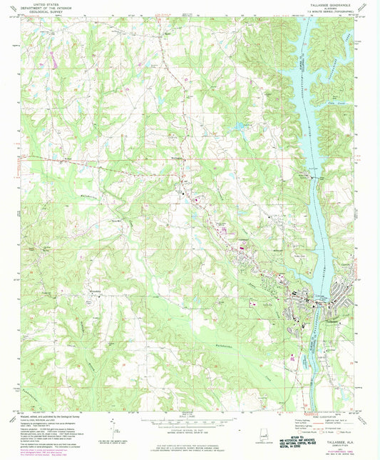Classic USGS Tallassee Alabama 7.5'x7.5' Topo Map Image