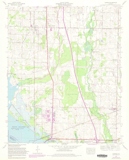 Classic USGS Tanner Alabama 7.5'x7.5' Topo Map Image