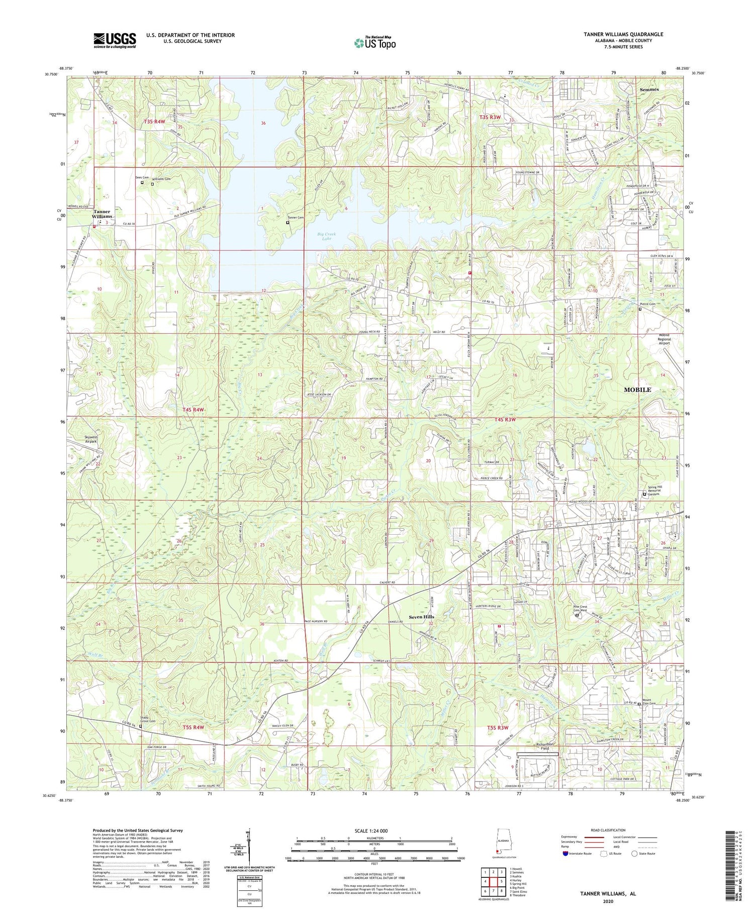 Tanner Williams Alabama US Topo Map Image