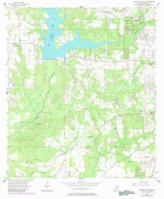 Classic USGS Tanner Williams Alabama 7.5'x7.5' Topo Map Image