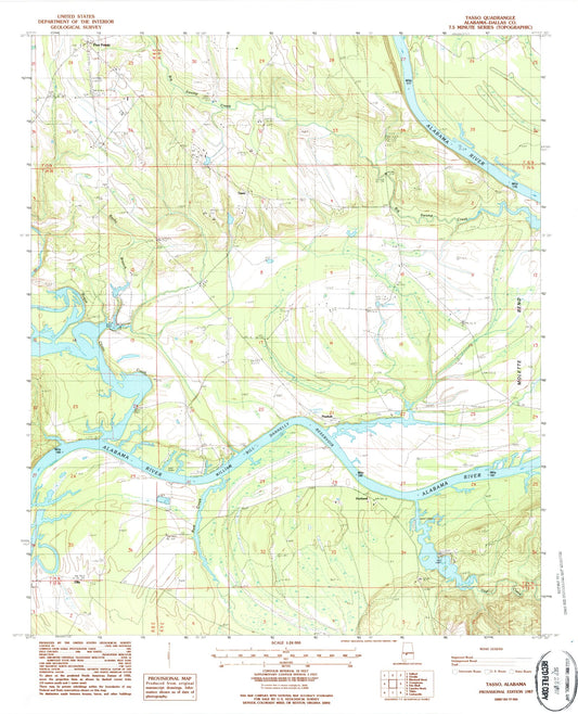 Classic USGS Tasso Alabama 7.5'x7.5' Topo Map Image