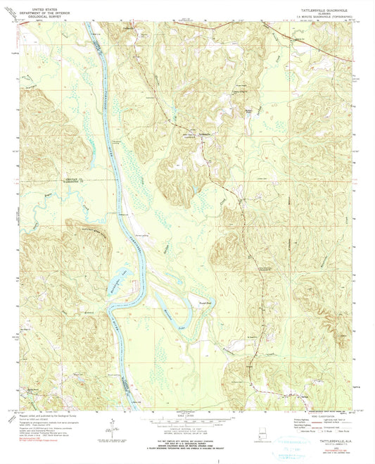 Classic USGS Tattlersville Alabama 7.5'x7.5' Topo Map Image