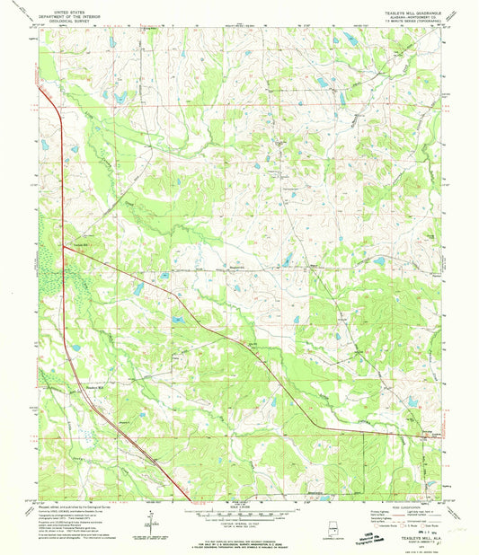 Classic USGS Teasleys Mill Alabama 7.5'x7.5' Topo Map Image