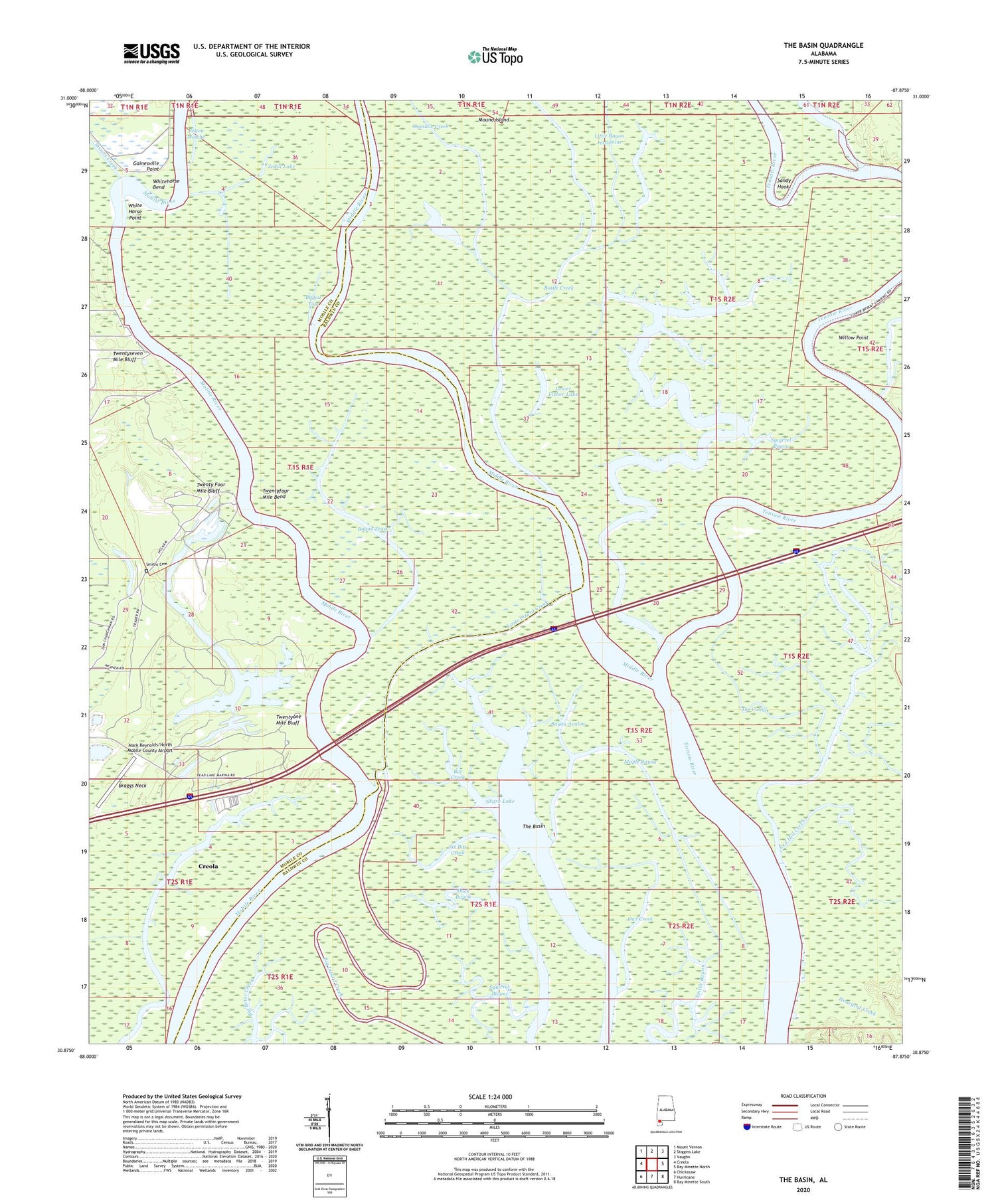The Basin Alabama US Topo Map Image