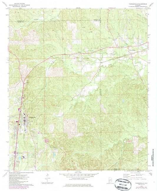 Classic USGS Thomasville Alabama 7.5'x7.5' Topo Map Image
