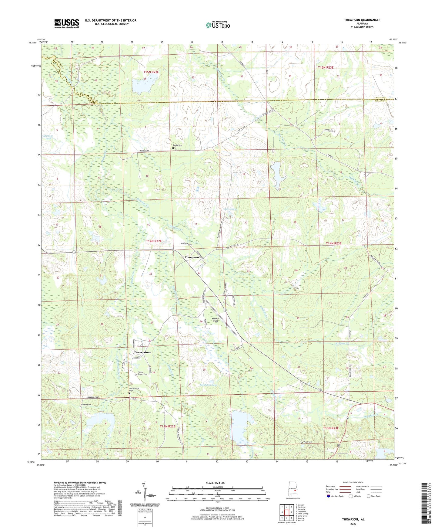 Thompson Alabama US Topo Map Image