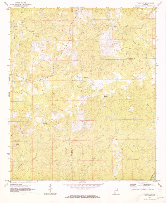 Classic USGS Thornton Alabama 7.5'x7.5' Topo Map Image