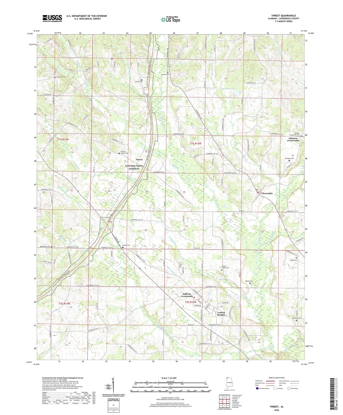 Threet Alabama US Topo Map Image