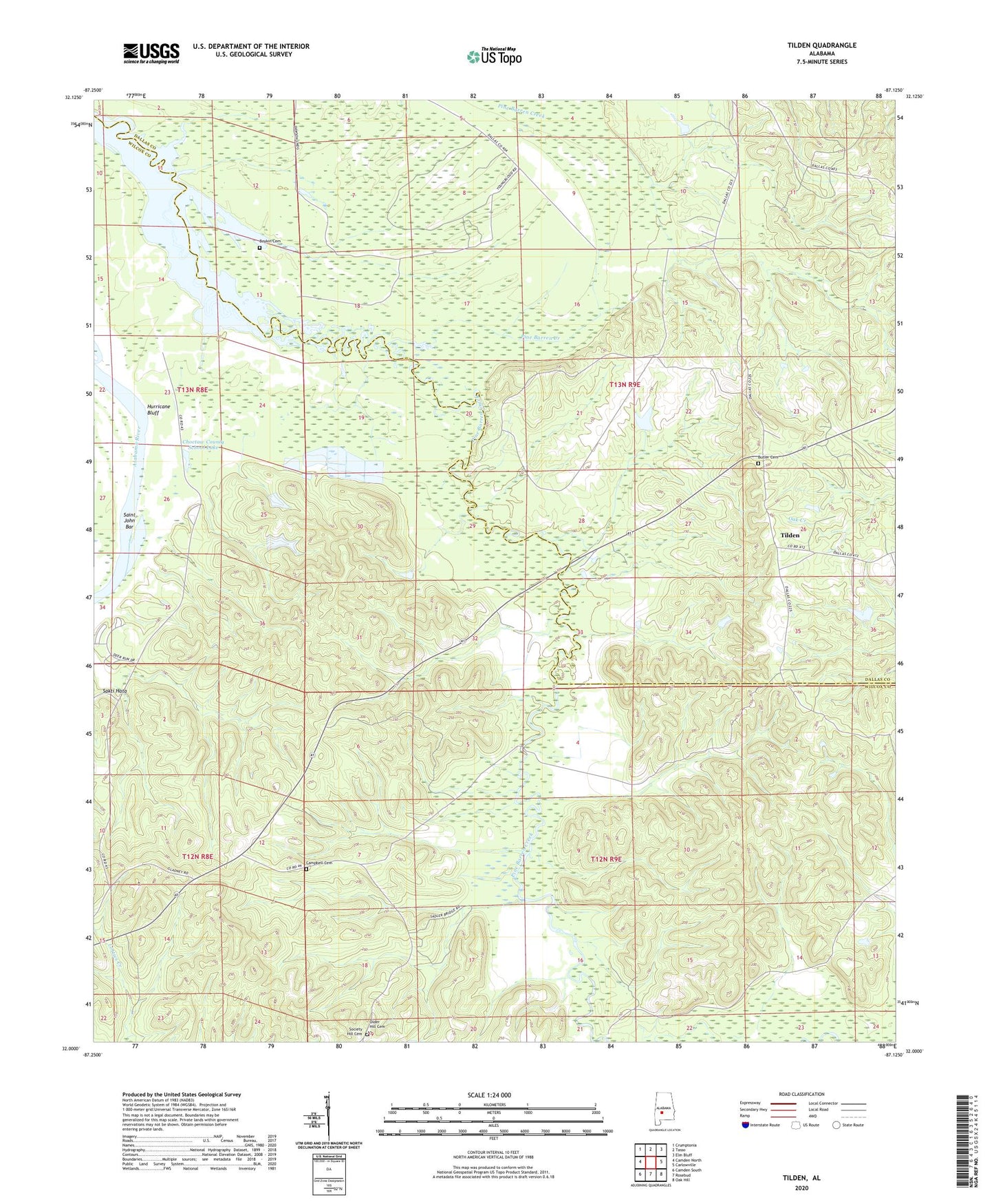 Tilden Alabama US Topo Map Image