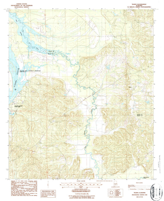 Classic USGS Tilden Alabama 7.5'x7.5' Topo Map Image