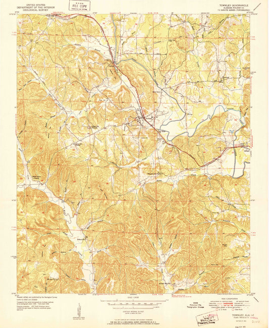 Classic USGS Townley Alabama 7.5'x7.5' Topo Map Image