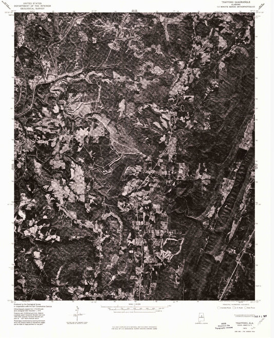 Classic USGS Trafford Alabama 7.5'x7.5' Topo Map Image