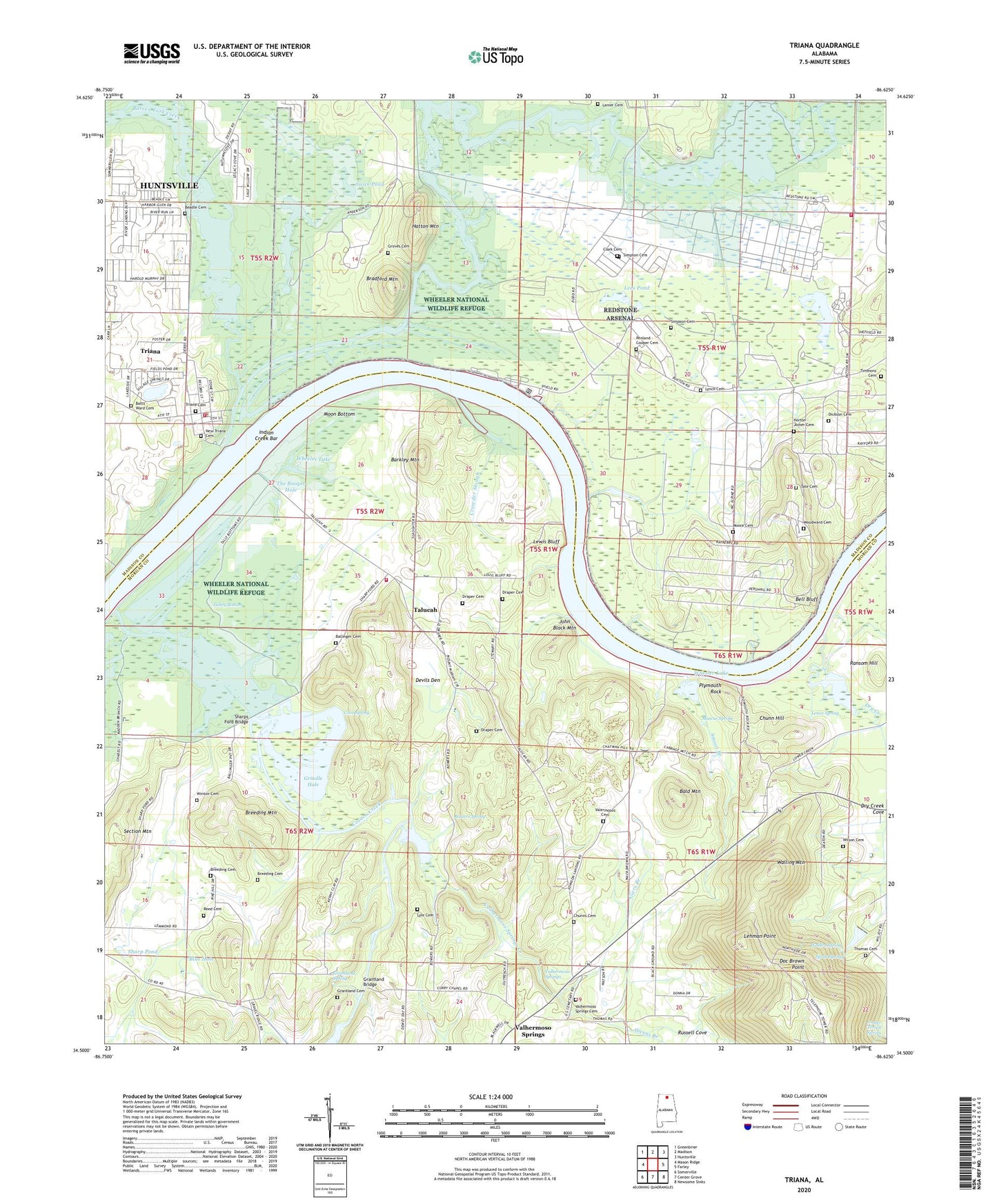 Triana Alabama US Topo Map Image
