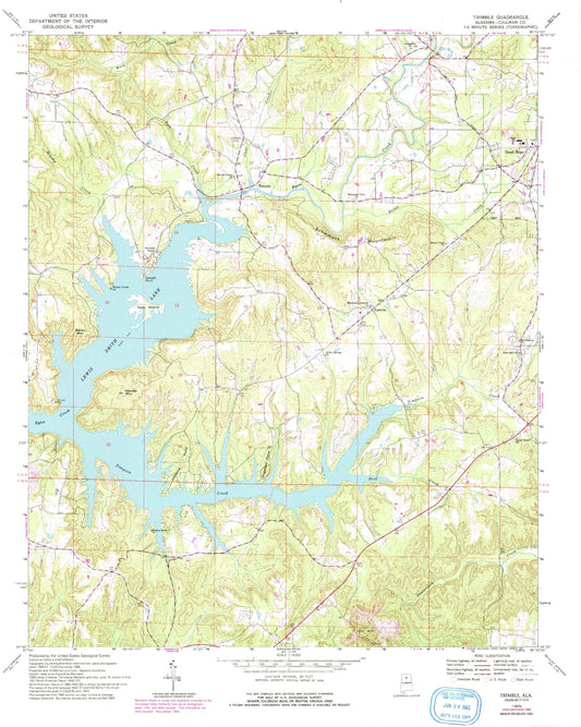 Classic USGS Trimble Alabama 7.5'x7.5' Topo Map Image