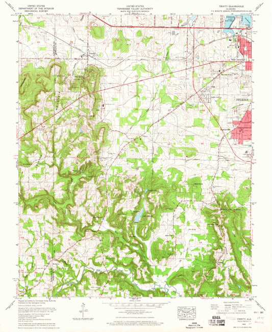 Classic USGS Trinity Alabama 7.5'x7.5' Topo Map Image