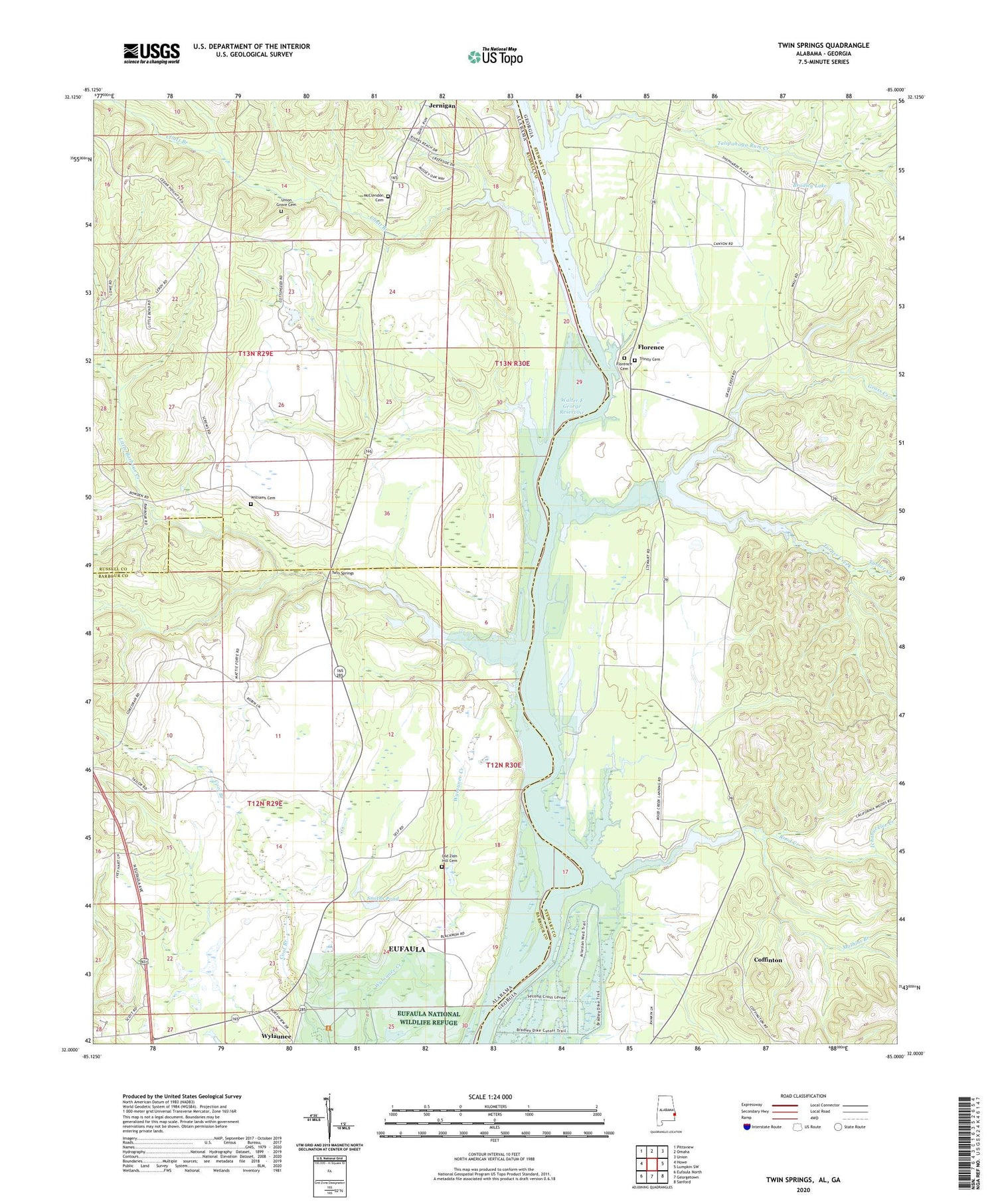 Twin Springs Alabama US Topo Map Image