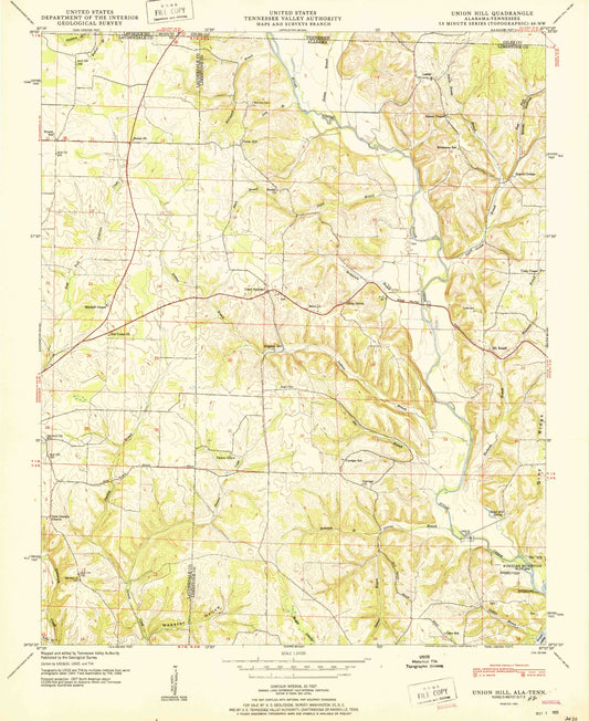 Classic USGS Union Hill Alabama 7.5'x7.5' Topo Map Image