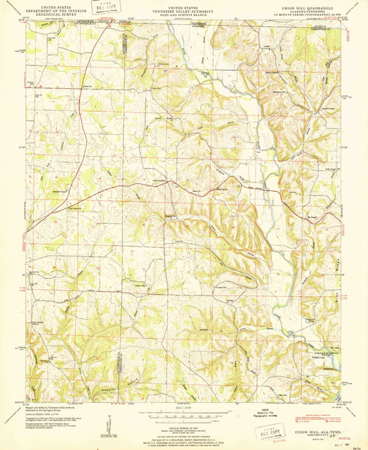 Classic USGS Union Hill Alabama 7.5'x7.5' Topo Map Image