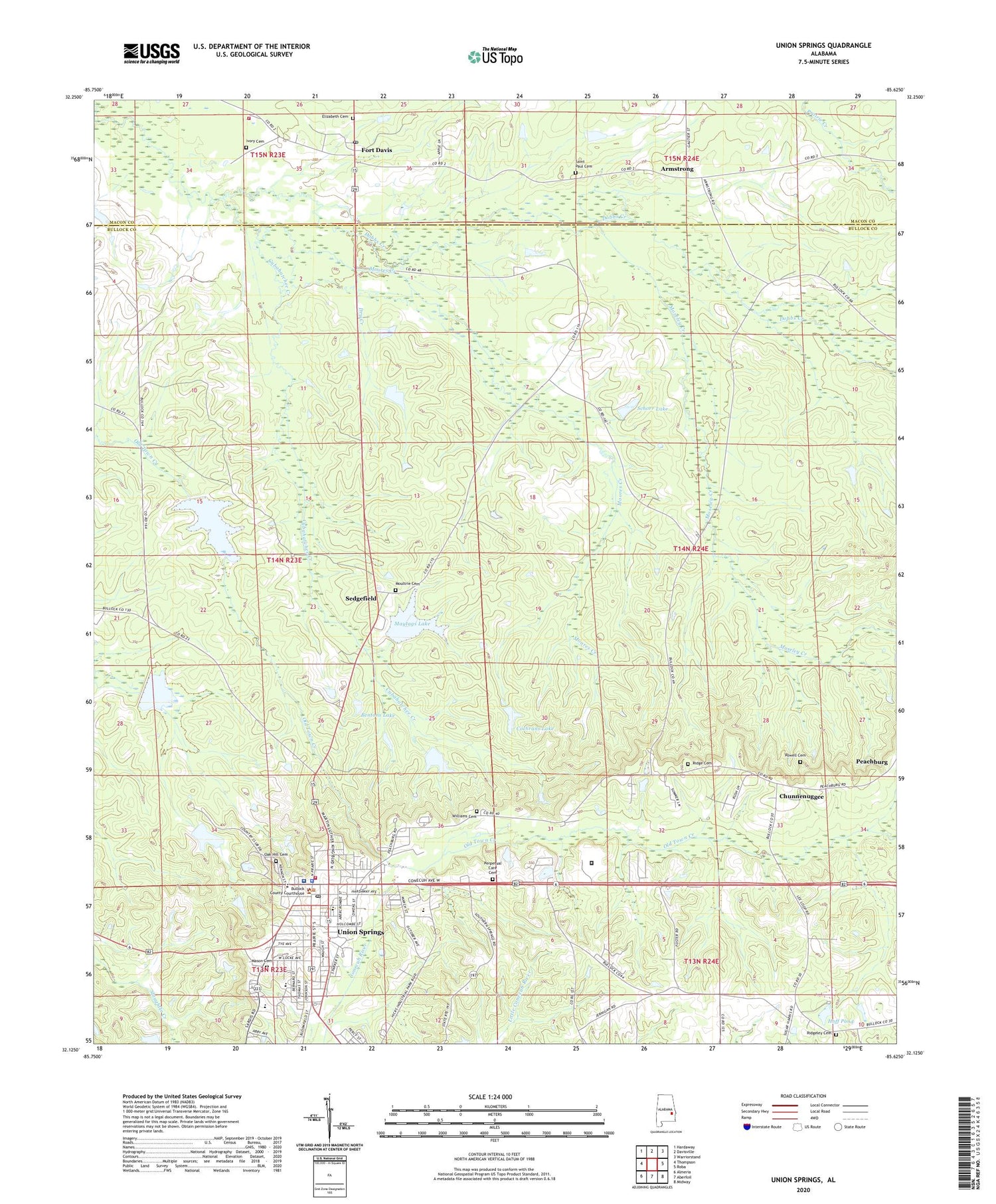Union Springs Alabama US Topo Map Image