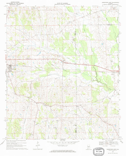 Classic USGS Uniontown East Alabama 7.5'x7.5' Topo Map Image