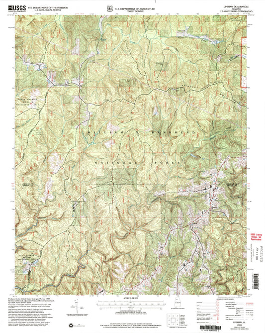 Classic USGS Upshaw Alabama 7.5'x7.5' Topo Map Image
