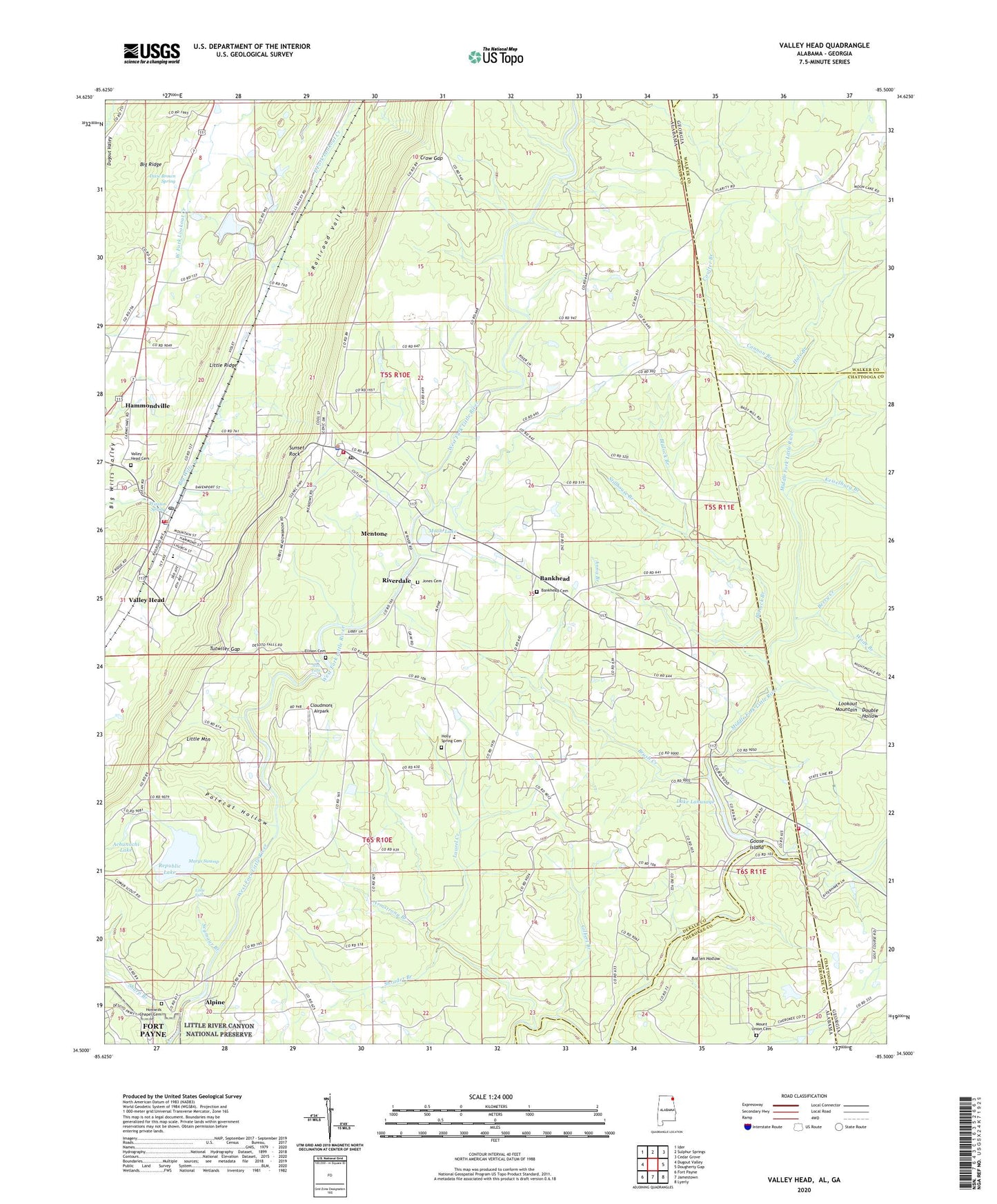 Valley Head Alabama US Topo Map Image