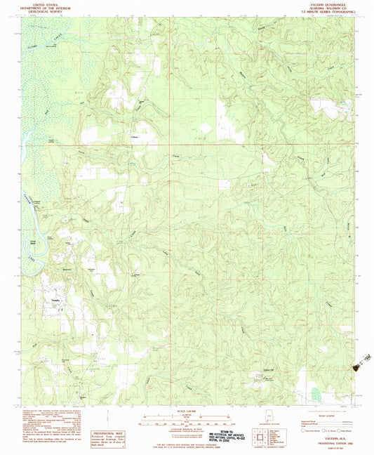 Classic USGS Vaughn Alabama 7.5'x7.5' Topo Map Image