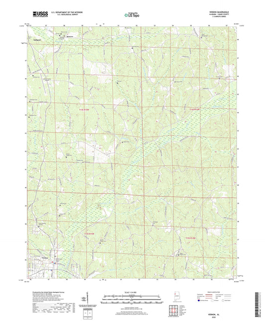 Vernon Alabama US Topo Map Image