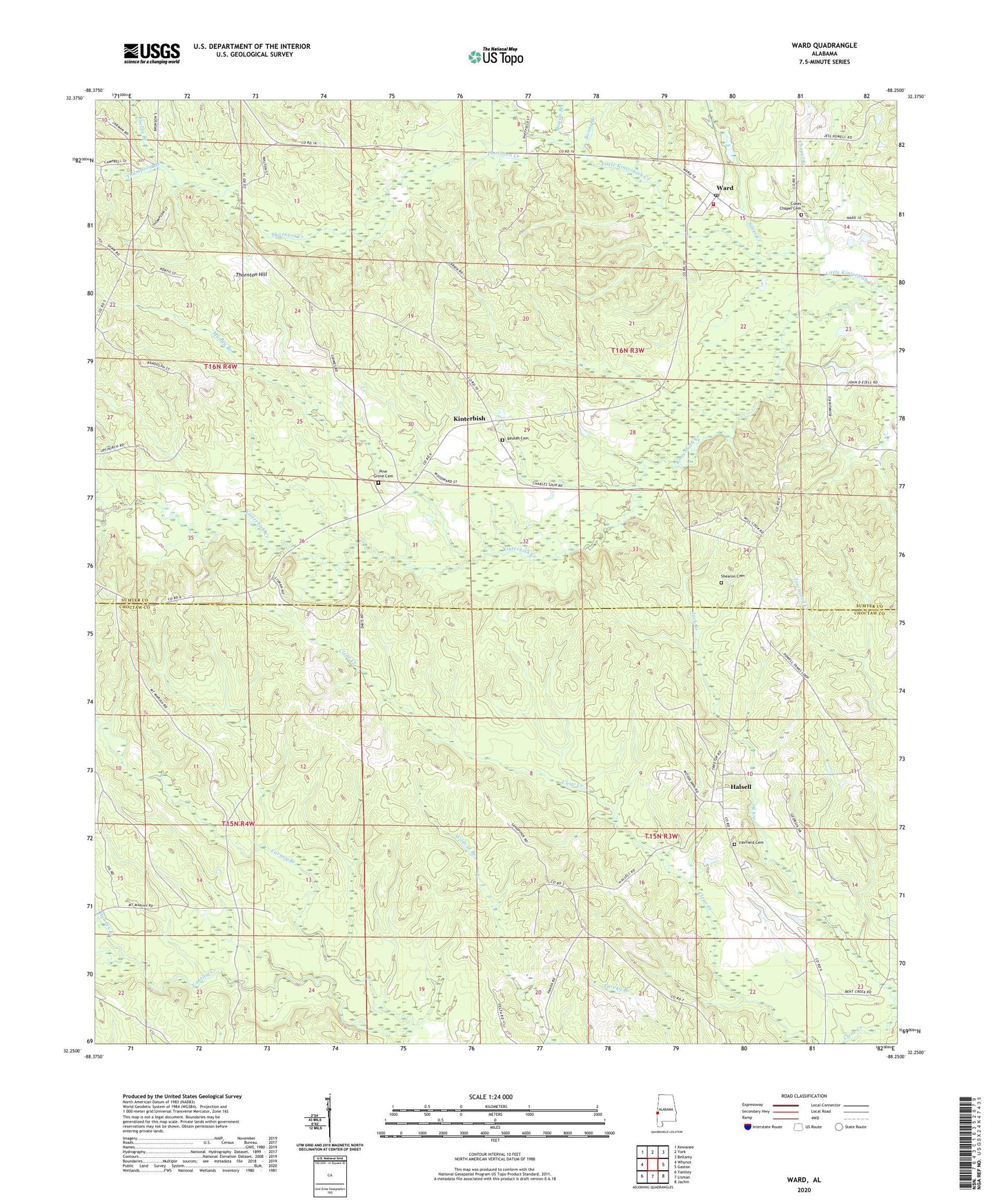 Ward Alabama US Topo Map Image