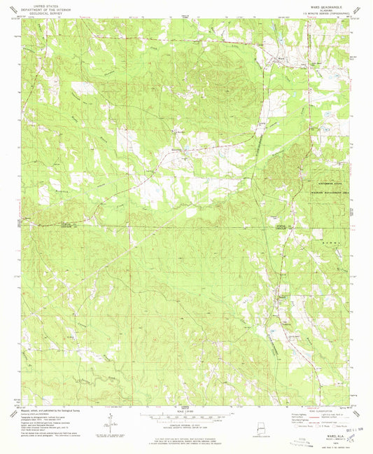 Classic USGS Ward Alabama 7.5'x7.5' Topo Map Image