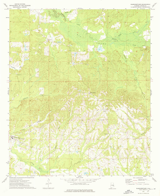 Classic USGS Warriorstand Alabama 7.5'x7.5' Topo Map Image