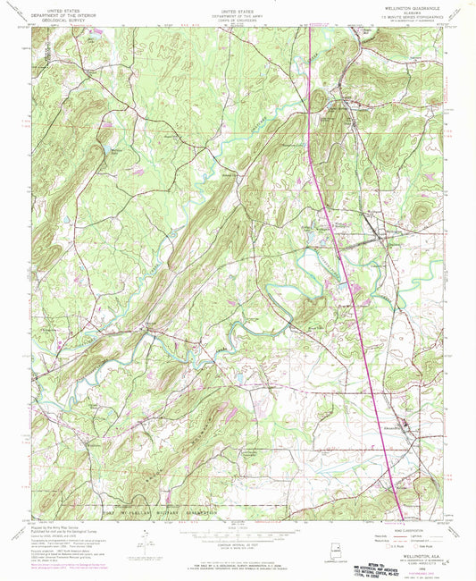 Classic USGS Wellington Alabama 7.5'x7.5' Topo Map Image