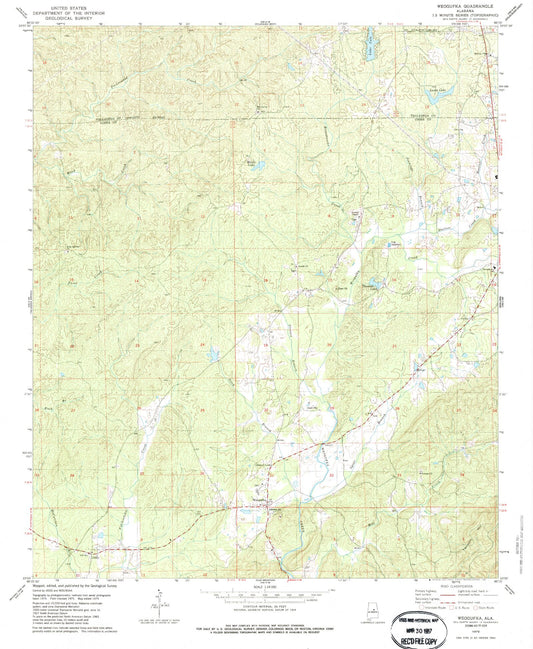 Classic USGS Weogufka Alabama 7.5'x7.5' Topo Map Image