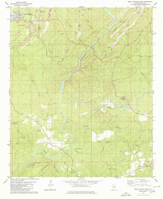 Classic USGS West Blocton East Alabama 7.5'x7.5' Topo Map Image