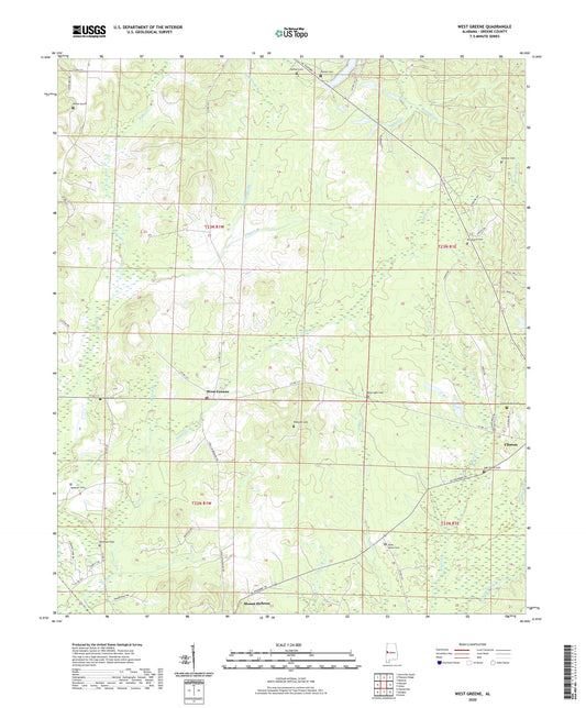 West Greene Alabama US Topo Map Image