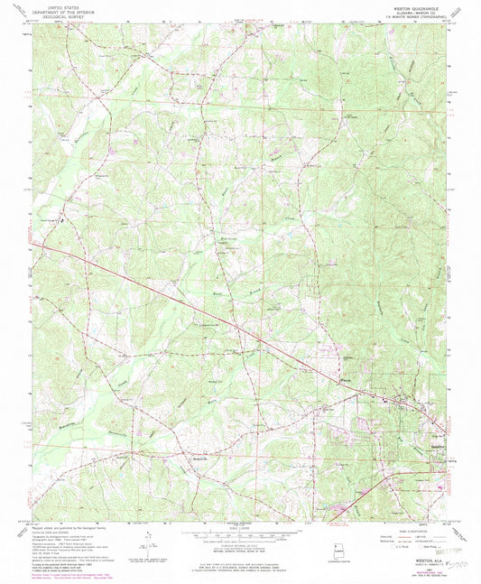 Classic USGS Weston Alabama 7.5'x7.5' Topo Map Image