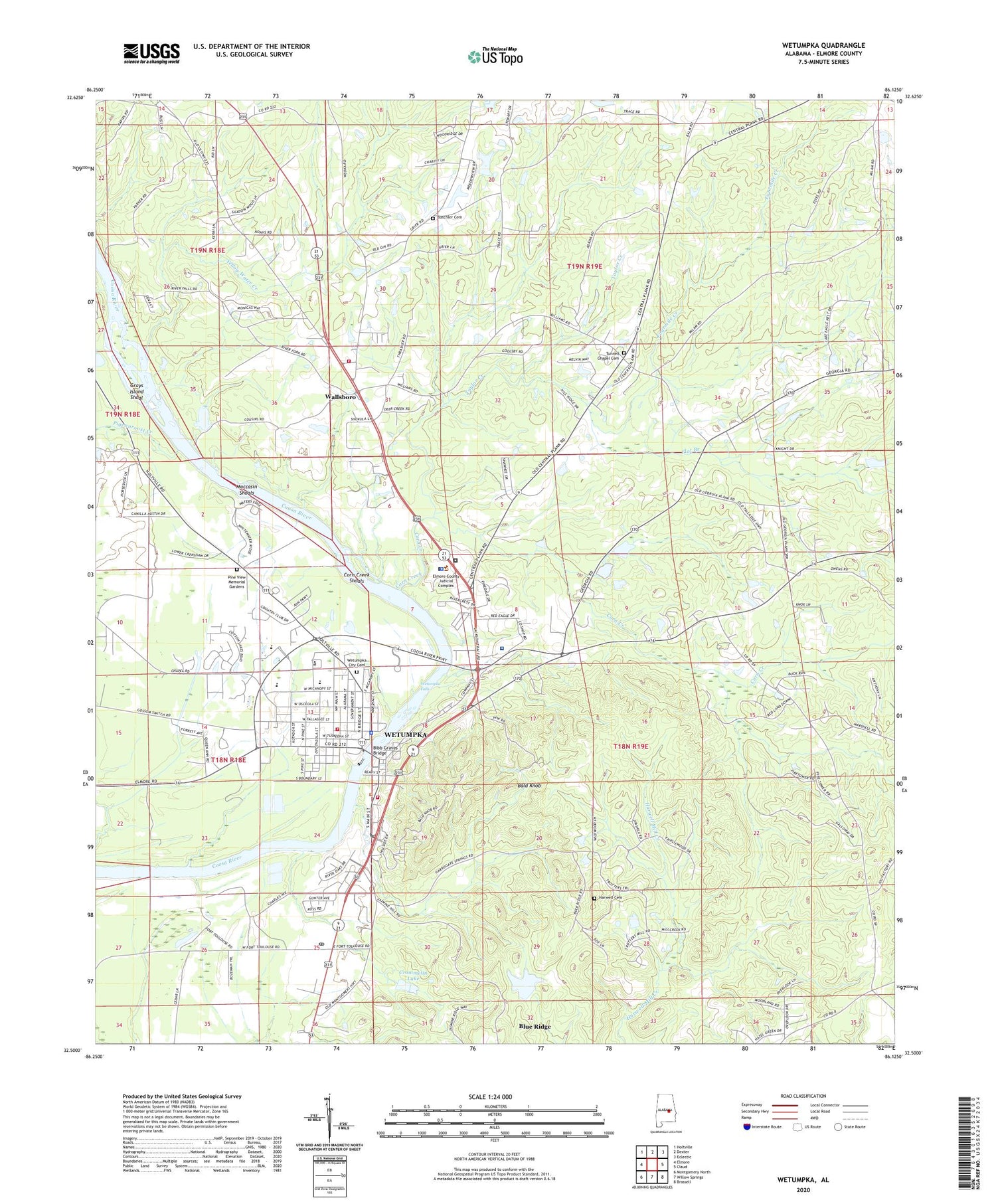 Wetumpka Alabama US Topo Map Image