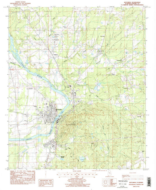Classic USGS Wetumpka Alabama 7.5'x7.5' Topo Map Image