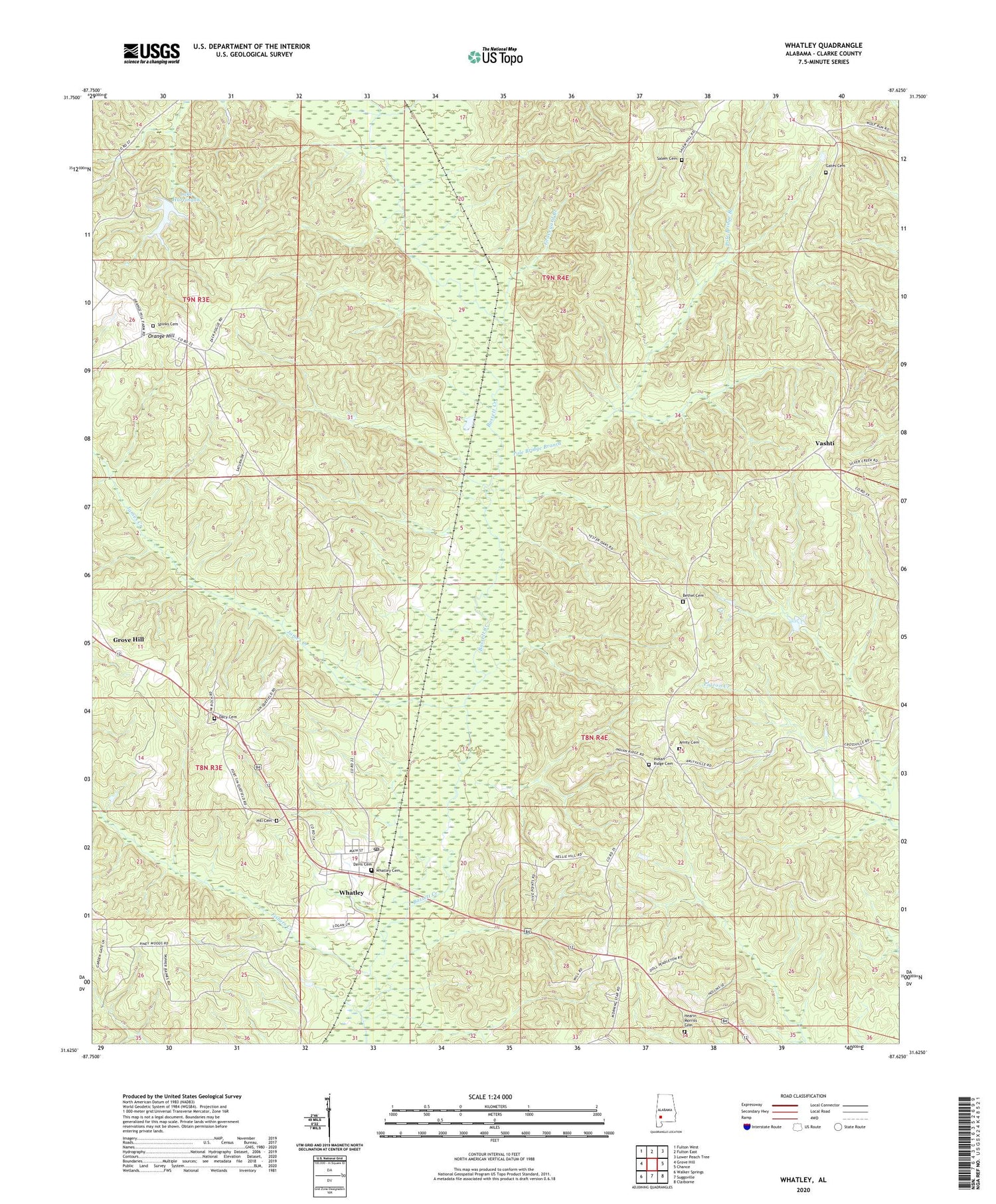 Whatley Alabama US Topo Map Image